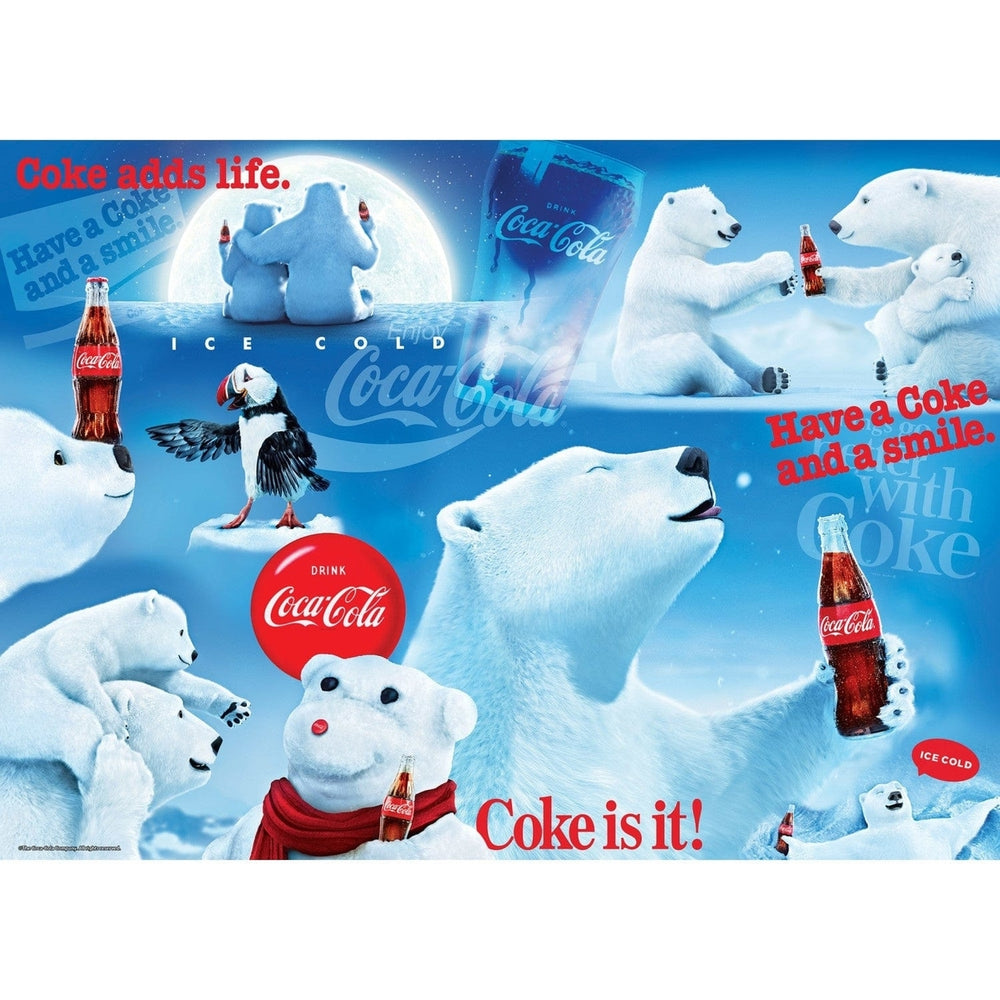 Coca-Cola Polar Bears 1000 Piece Jigsaw Puzzle Holiday Family Fun Winter Theme Image 2