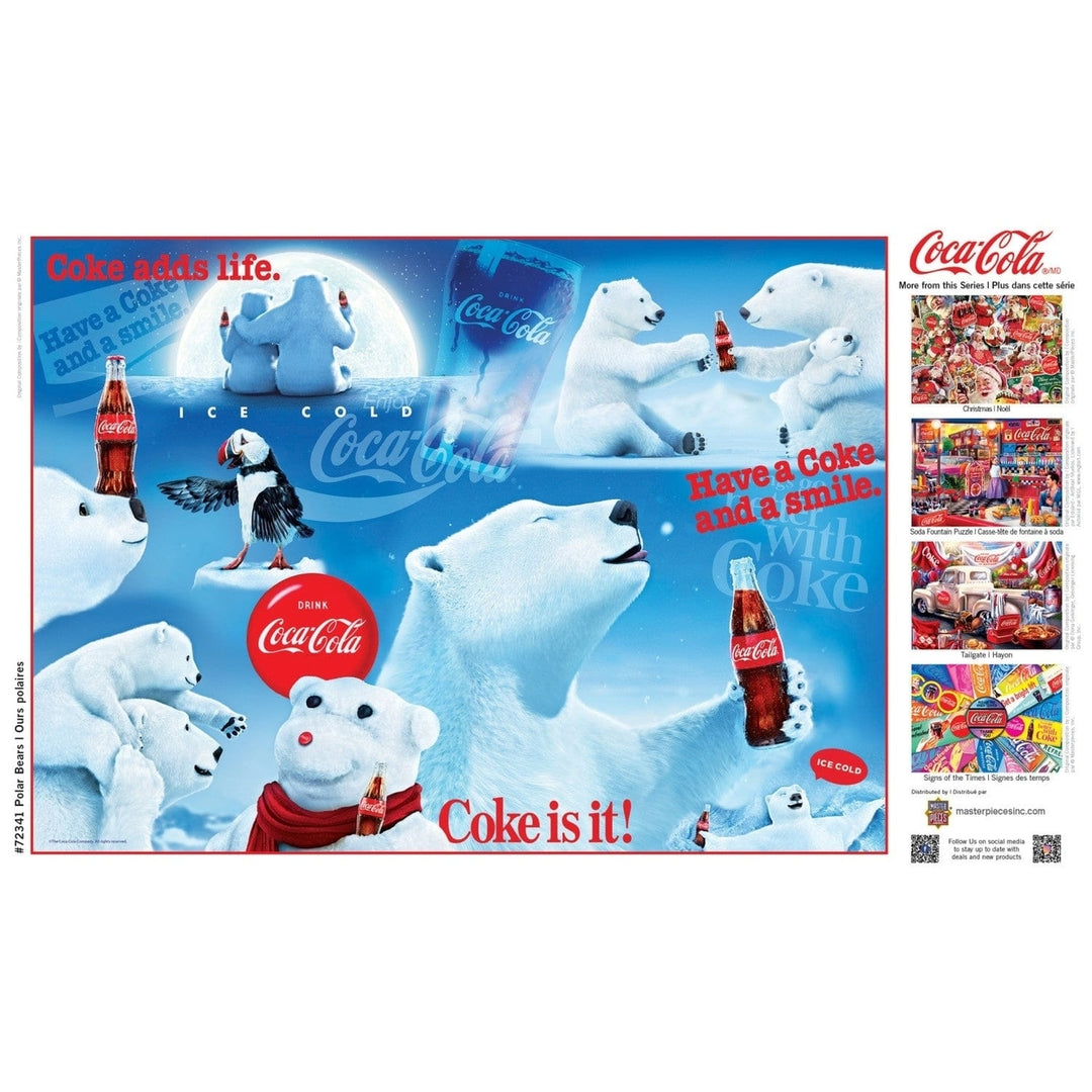 Coca-Cola Polar Bears 1000 Piece Jigsaw Puzzle Holiday Family Fun Winter Theme Image 4