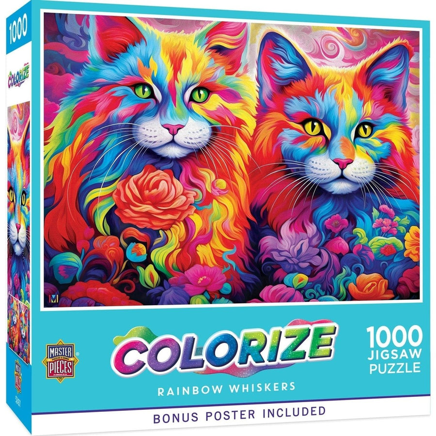 Rainbow Whiskers 1000 Piece Puzzle Colorful Kittens Eco-Friendly Jigsaw Game Image 1