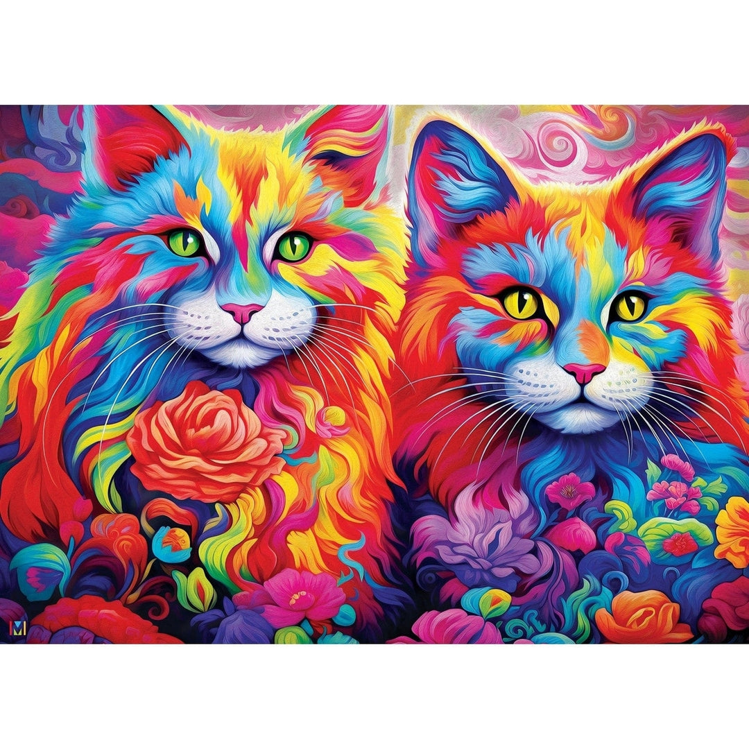 Rainbow Whiskers 1000 Piece Puzzle Colorful Kittens Eco-Friendly Jigsaw Game Image 2