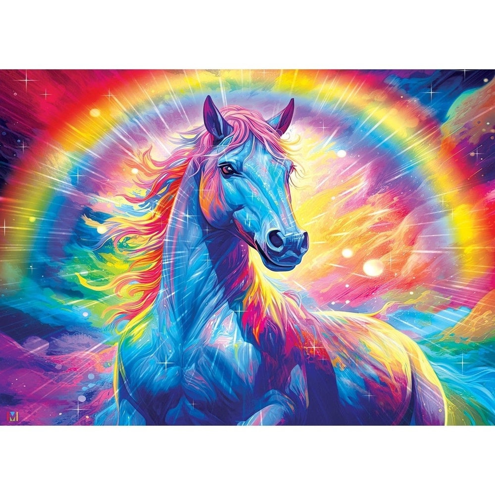 Colorize Prismatic Thunder 1000 Piece Jigsaw Puzzle Majestic Horse Rainbow Design Image 2