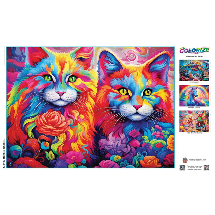 Rainbow Whiskers 1000 Piece Puzzle Colorful Kittens Eco-Friendly Jigsaw Game Image 4