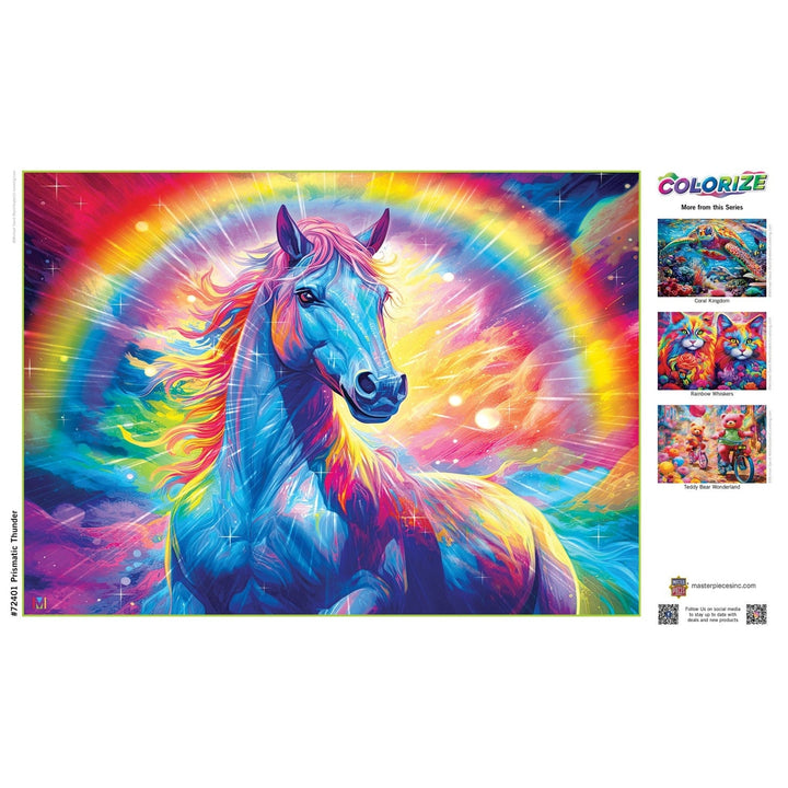 Colorize Prismatic Thunder 1000 Piece Jigsaw Puzzle Majestic Horse Rainbow Design Image 4