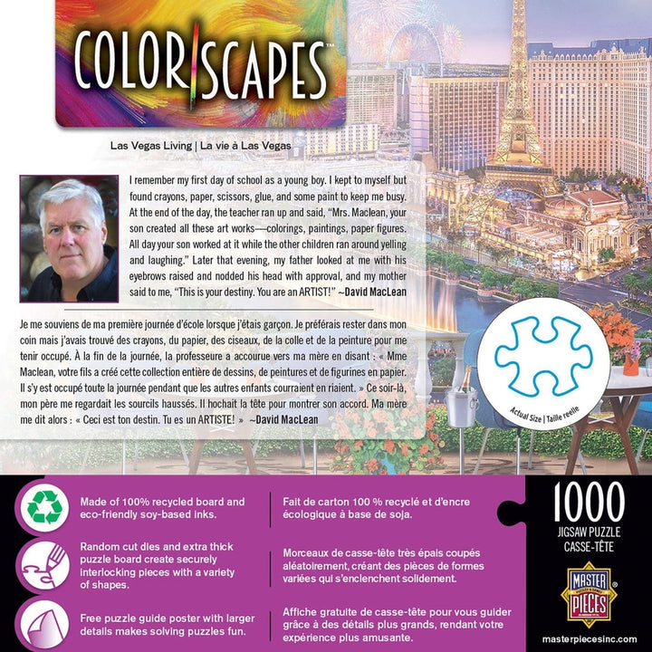 MasterPieces Colorscapes Las Vegas 1000 Piece Jigsaw Puzzle 19.25"x26.75" Recycled Image 3