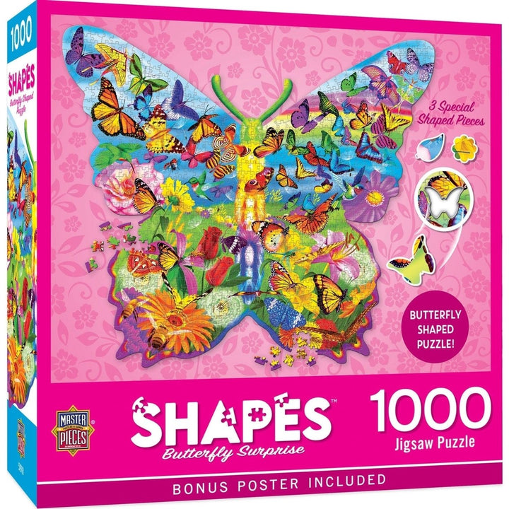 Contours Butterfly Surprise 1000 Piece Shaped Jigsaw Puzzle Eco-Friendly Design Image 1