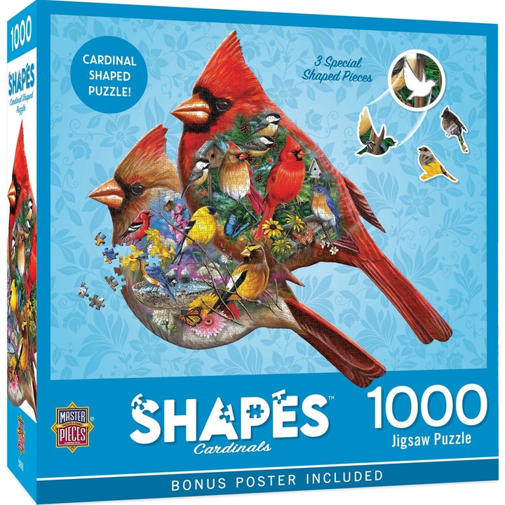 Contours Cardinals 1000 Piece Shaped Jigsaw Puzzle Colorful Summer Design Image 1