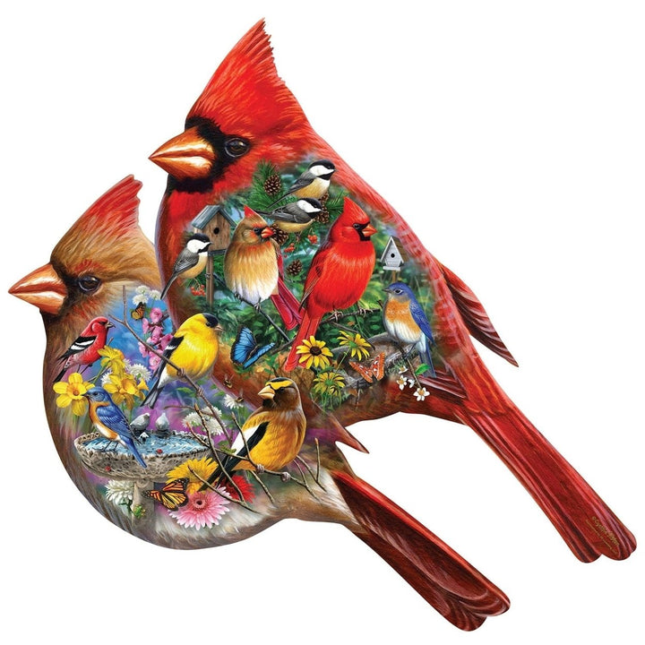 Contours Cardinals 1000 Piece Shaped Jigsaw Puzzle Colorful Summer Design Image 2