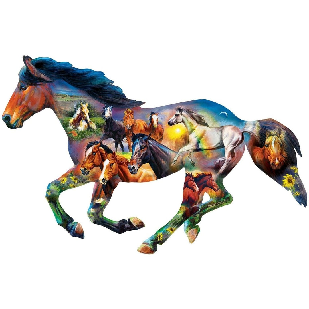 Contours Horsing Around 1000 Piece Shaped Jigsaw Puzzle Eco-Friendly Recycled Material Image 2