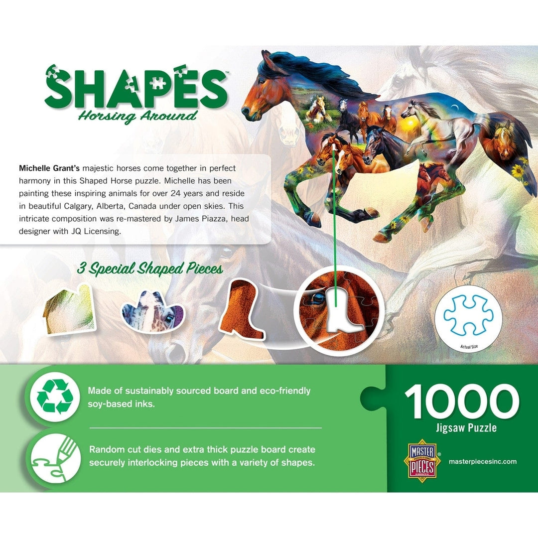 Contours Horsing Around 1000 Piece Shaped Jigsaw Puzzle Eco-Friendly Recycled Material Image 3