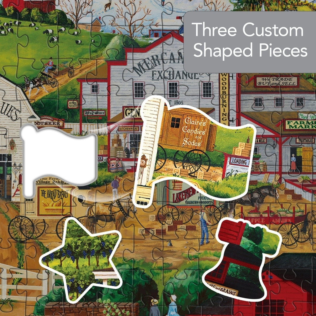 Contours 1000 Piece USA Map Shaped Jigsaw Puzzle Folk Art Eco-Friendly Chipboard Image 4