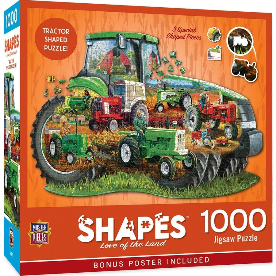 Contours Love of the Land 1000 Piece Shaped Jigsaw Puzzle Tractor Design Image 1