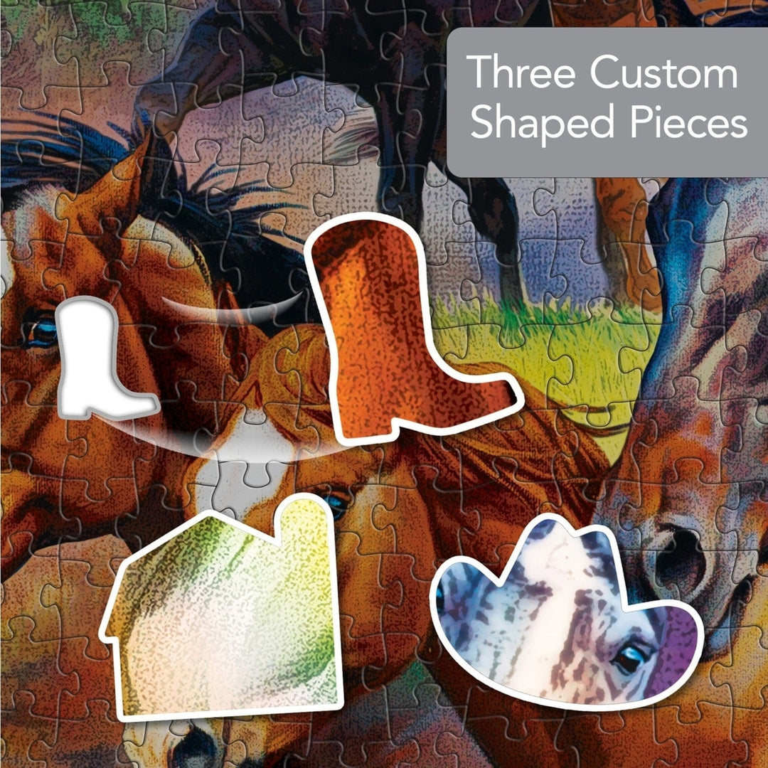 Contours Horsing Around 1000 Piece Shaped Jigsaw Puzzle Eco-Friendly Recycled Material Image 4