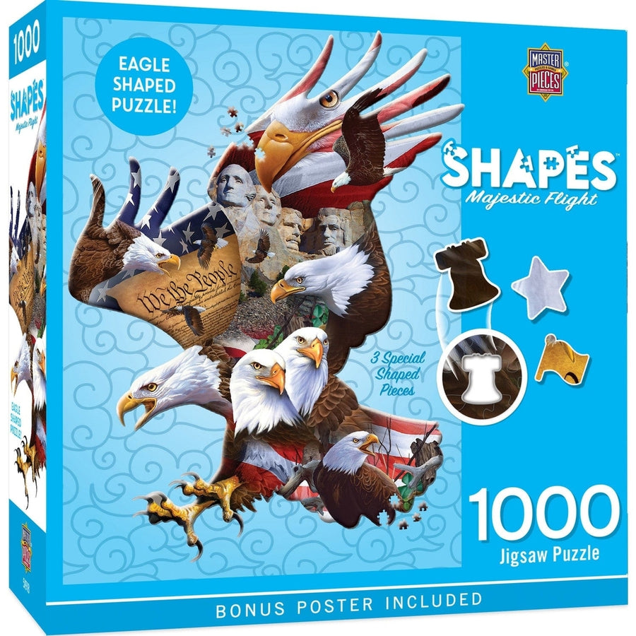 Contours Majestic Flight 1000 Piece Eagle Shaped Jigsaw Puzzle Eco-Friendly Image 1