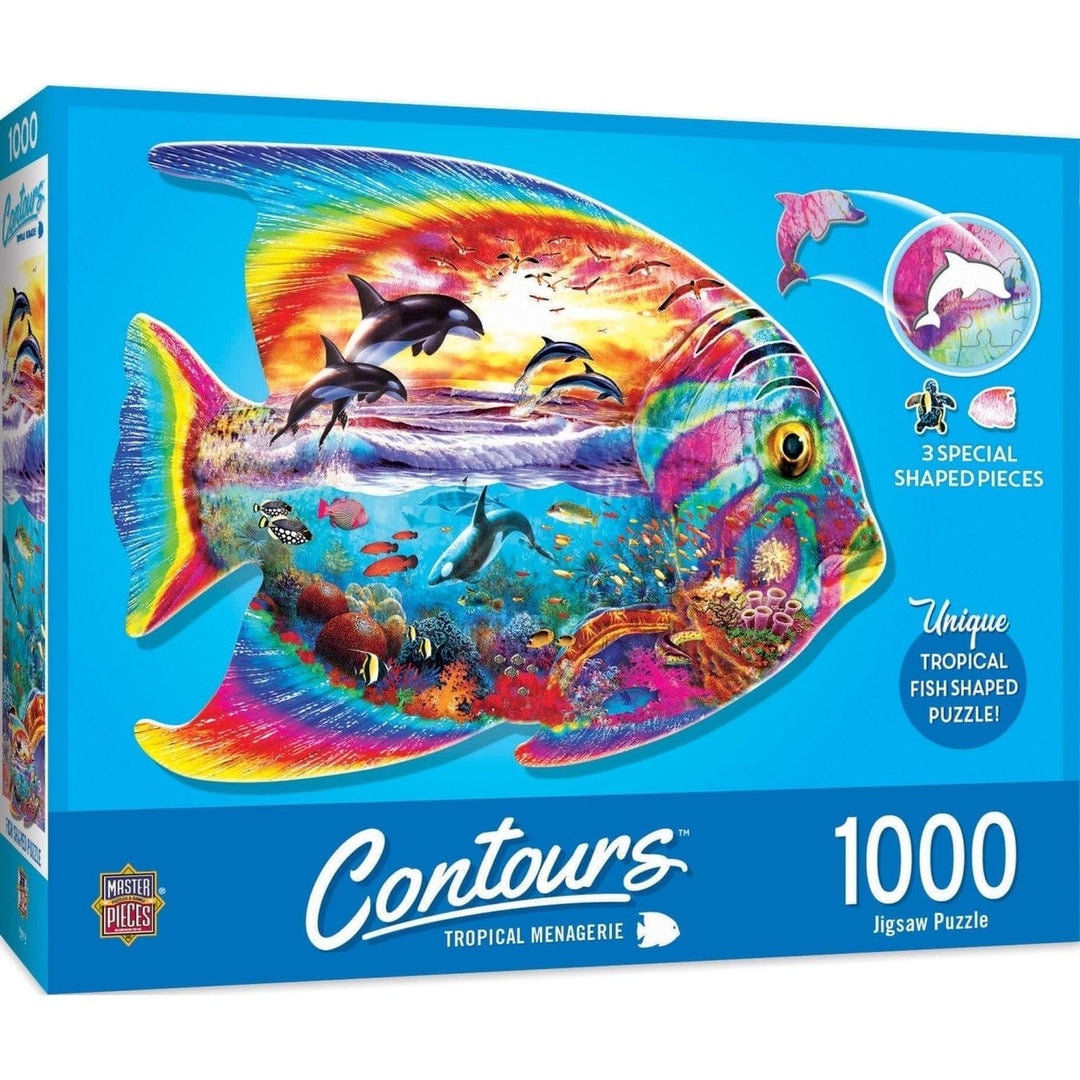 Contours Tropical Menagerie 1000 Piece Shaped Jigsaw Puzzle Eco-Friendly Design Image 1