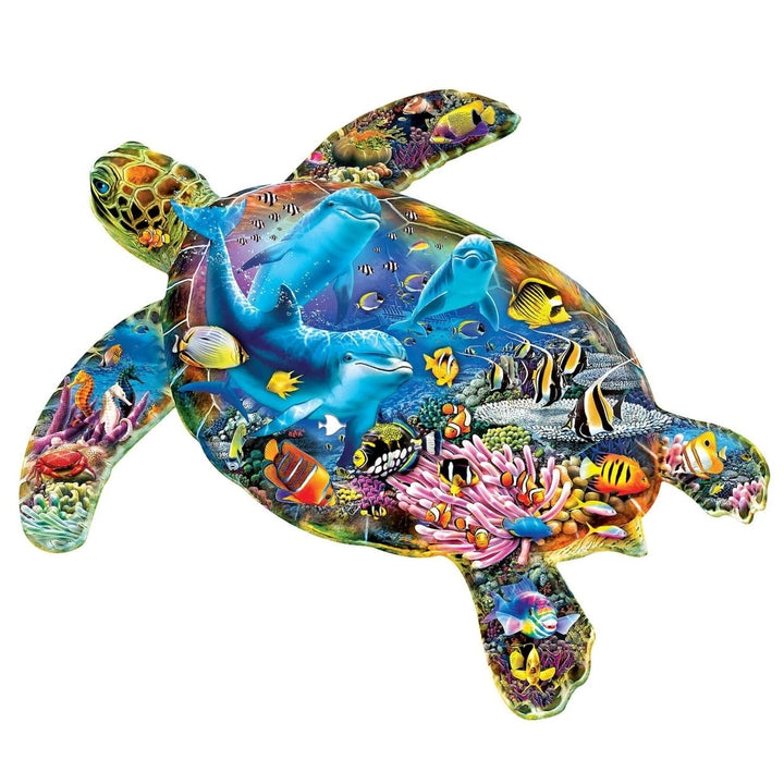 Contours Turtle Sailing 1000 Piece Shaped Jigsaw Puzzle Eco-Friendly Chipboard Image 2