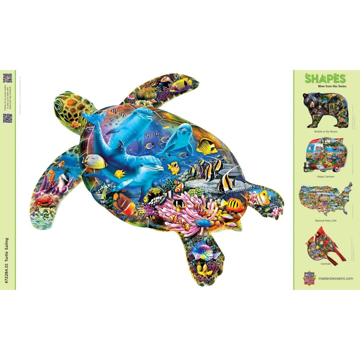 Contours Turtle Sailing 1000 Piece Shaped Jigsaw Puzzle Eco-Friendly Chipboard Image 4