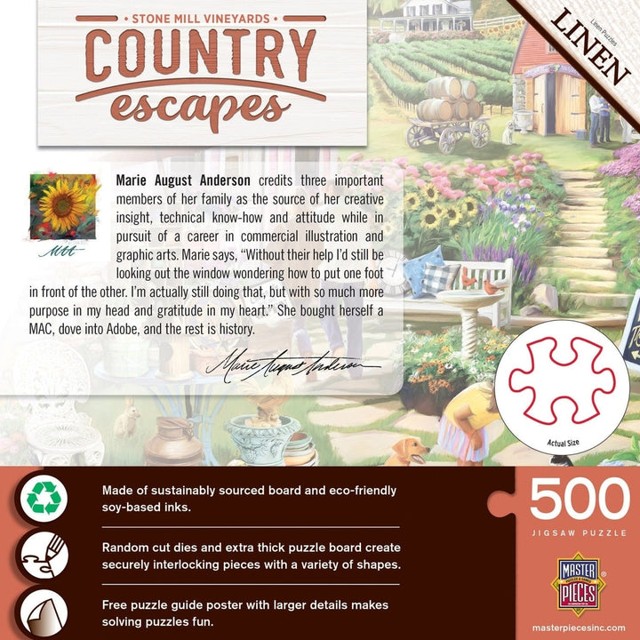 Country Escapes Stone Mill Vineyards 500 Piece Jigsaw Puzzle Antique Theme Image 3