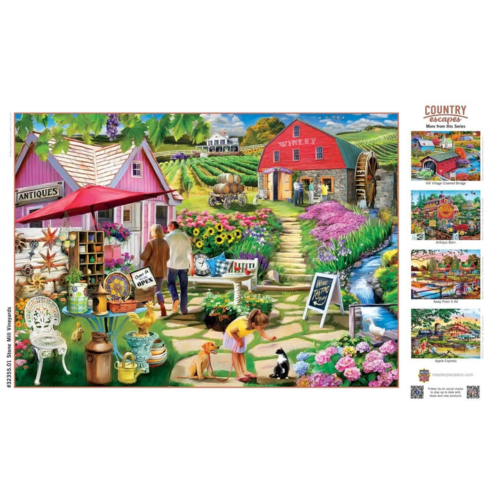 Country Escapes Stone Mill Vineyards 500 Piece Jigsaw Puzzle Antique Theme Image 4