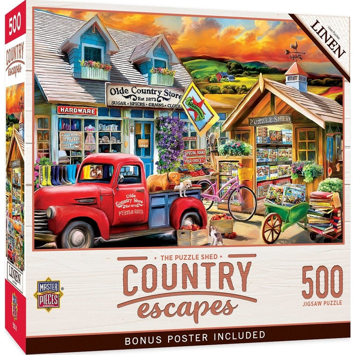 Country Escapes Puzzle Shed 500 Piece Jigsaw Puzzle Charming General Store Scene Image 1