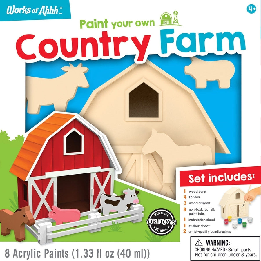 Country Farm Wood Craft and Paint Kit Real Wood Art Set for Kids 12 Pieces Image 1