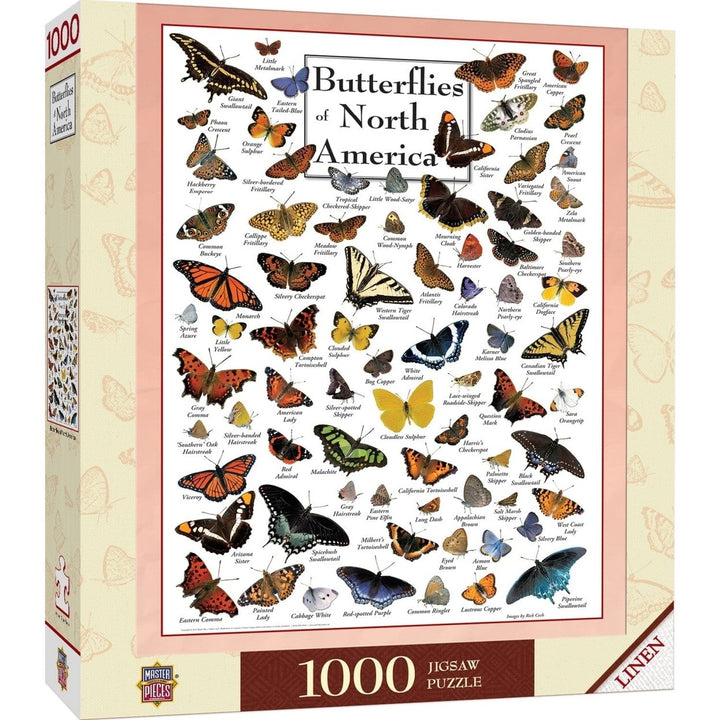 Butterflies of North America 1000 Piece Jigsaw Puzzle Recycled Material Detailed Image 1