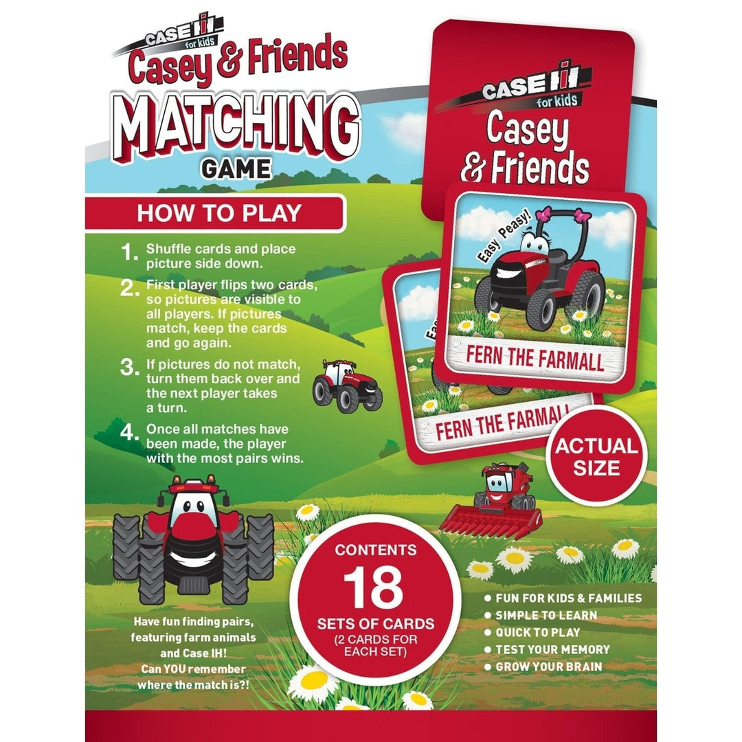 Case IH Casey and Friends Matching Game for Kids Memory Fun Farm Theme 18 Pairs Image 3