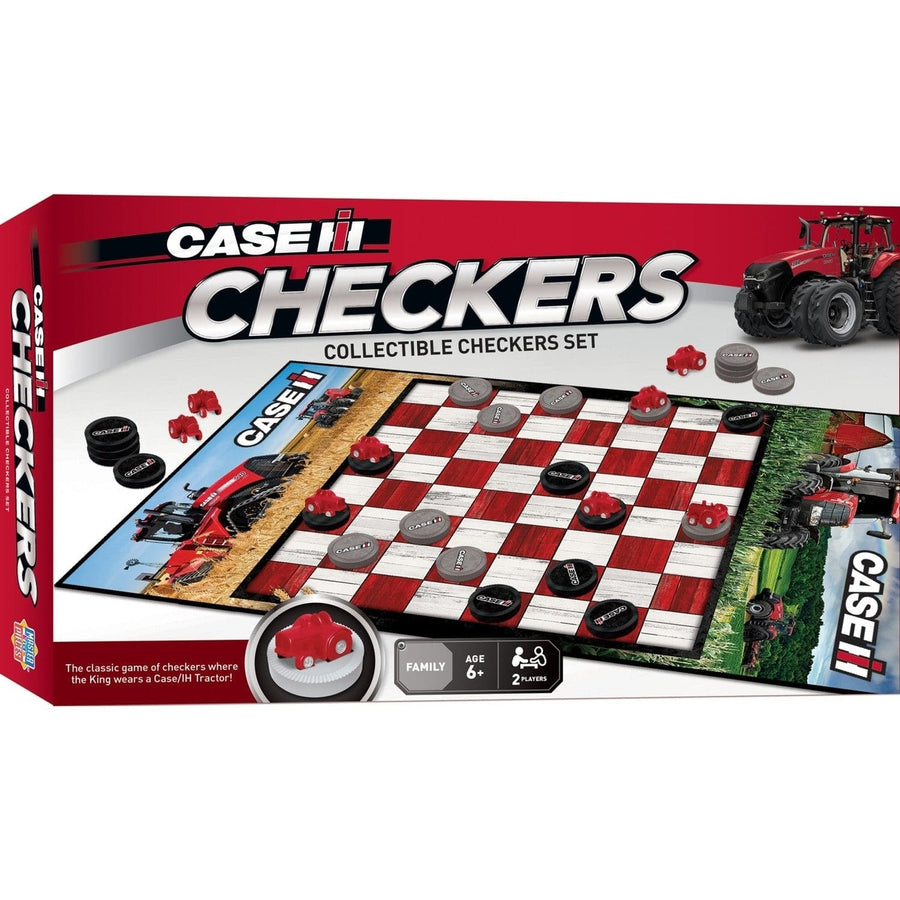 Case IH Checkers Game 13x21 Farm Board 24 Black Gray Pieces for Ages 6+ Image 1