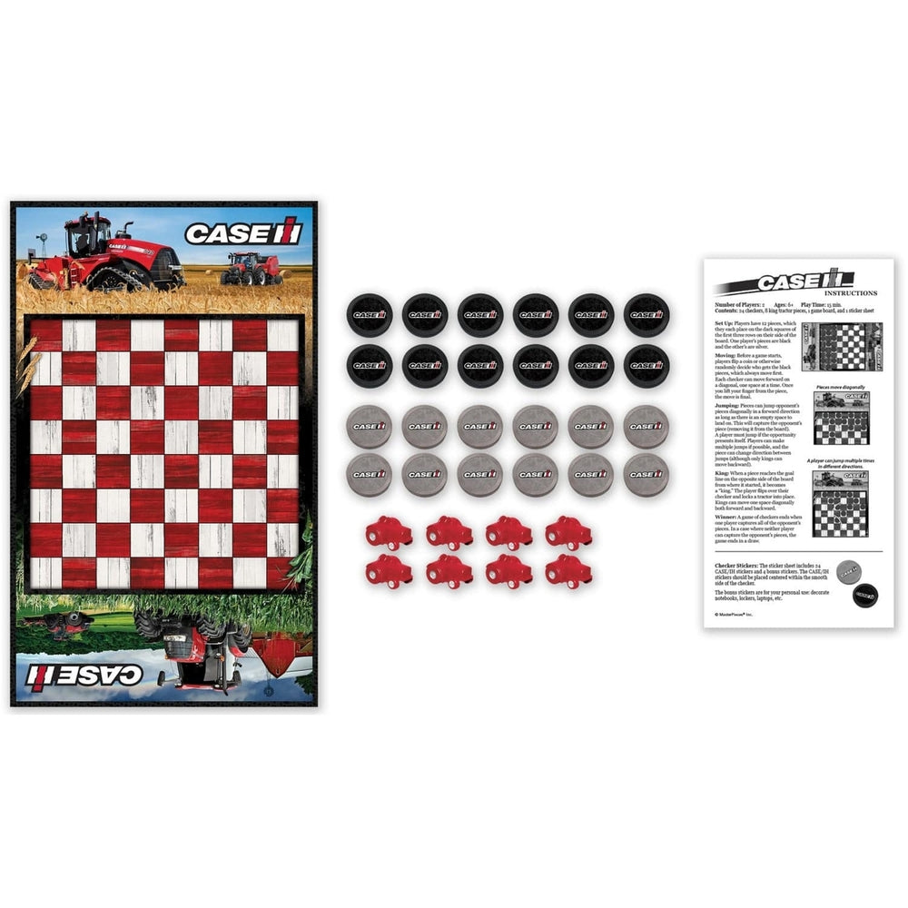 Case IH Checkers Game 13x21 Farm Board 24 Black Gray Pieces for Ages 6+ Image 2