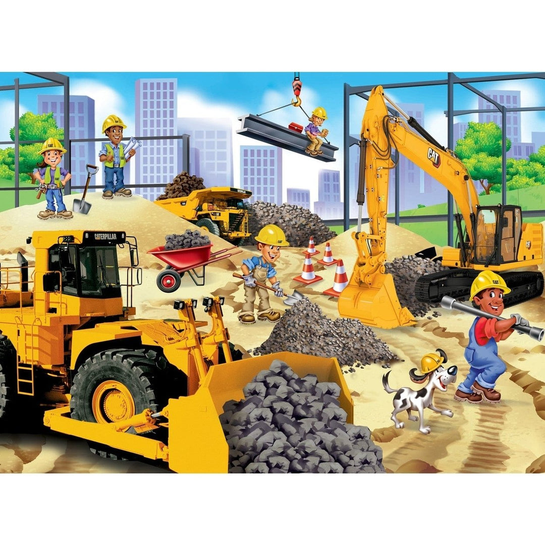 CAT Building Time 100 Piece Jigsaw Puzzle Kids Construction Scene 19x14 inches Image 2