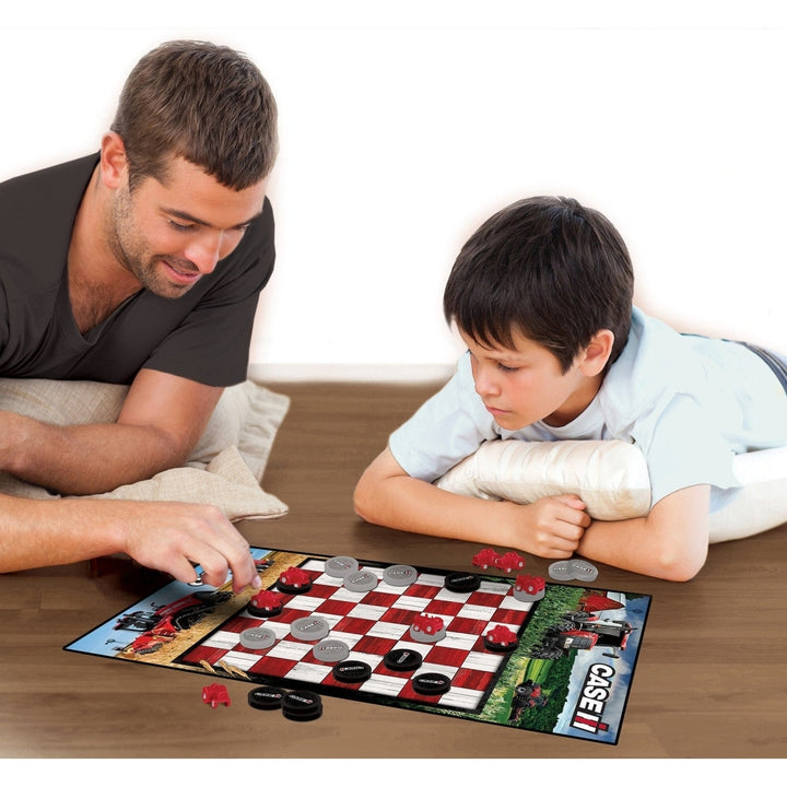 Case IH Checkers Game 13x21 Farm Board 24 Black Gray Pieces for Ages 6+ Image 4