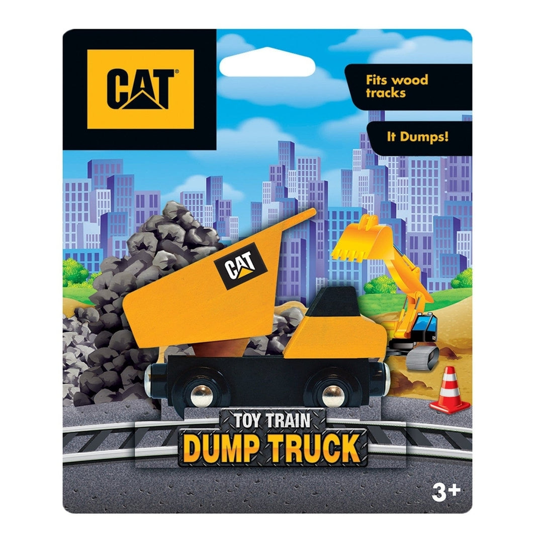 CAT Dump Truck Wooden Toy Train Engine Magnetic Kids Gift 1 Inch Track Image 2