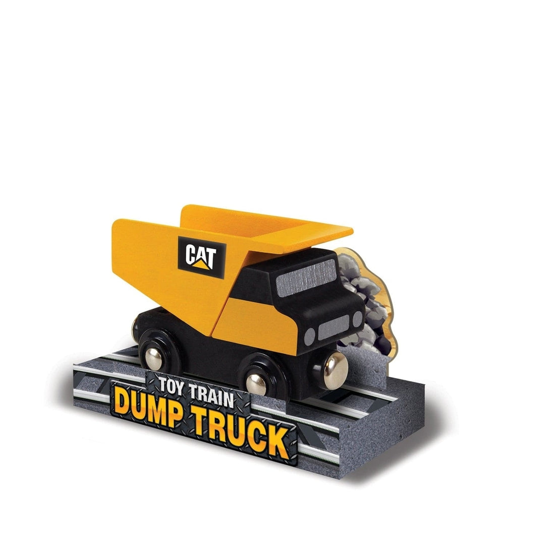 CAT Dump Truck Wooden Toy Train Engine Magnetic Kids Gift 1 Inch Track Image 4