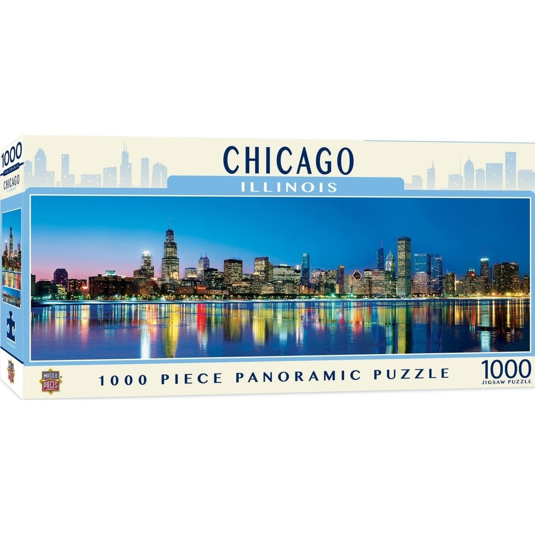 American Vista 1000 Piece Jigsaw Puzzle Chicago Panoramic Skyline 27x20 Inches Image 1