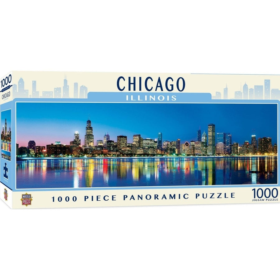 American Vista 1000 Piece Jigsaw Puzzle Chicago Panoramic Skyline 27x20 Inches Image 1