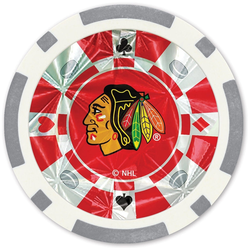 Chicago Blackhawks 20 Piece Silver Collector Poker Chips Casino Style Set Image 2