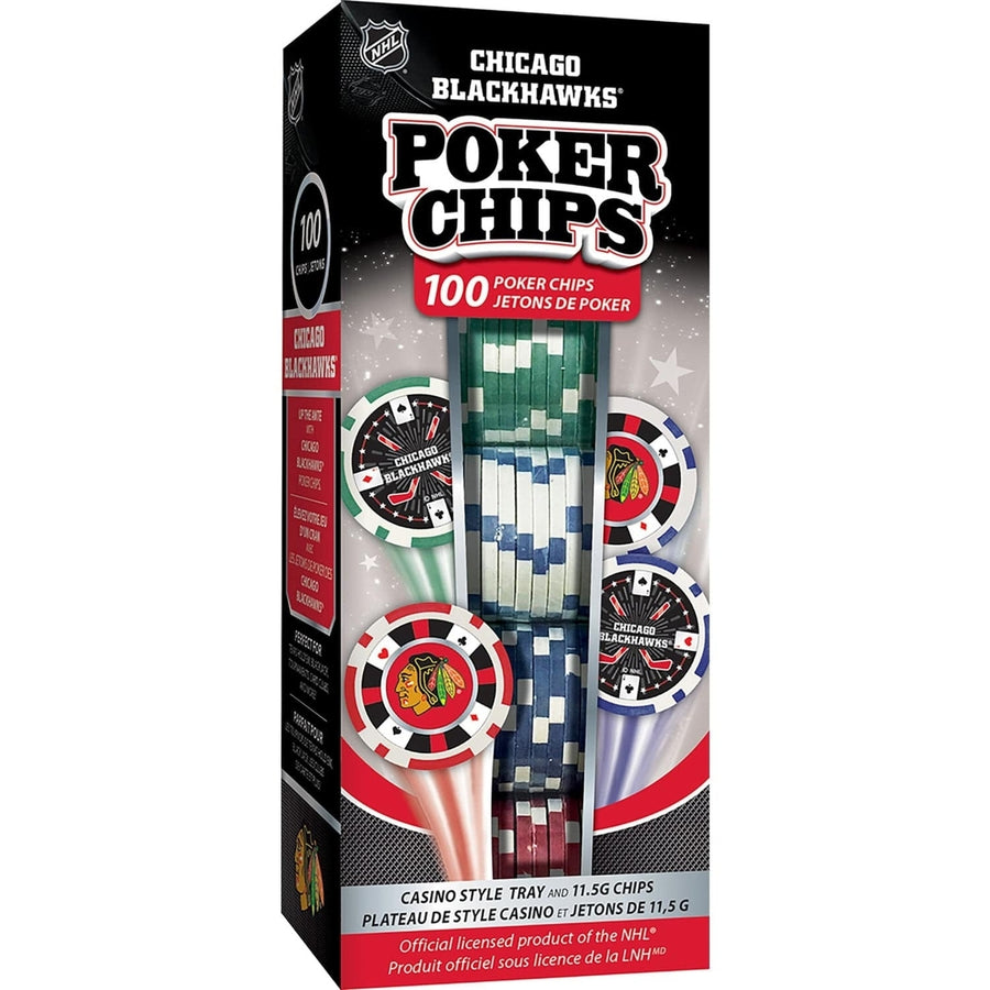 Chicago Blackhawks 100 Piece Casino Style Poker Chips Team Logo Set Image 1