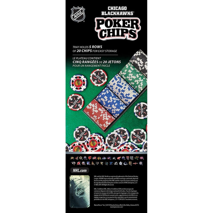 Chicago Blackhawks 100 Piece Casino Style Poker Chips Team Logo Set Image 2