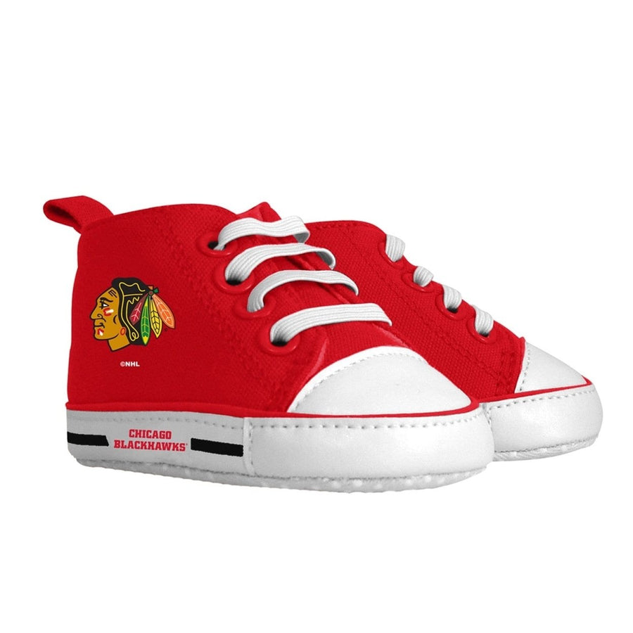 Chicago Blackhawks Infant High Top Pre-Walker Baby Shoes Unisex Soft Fabric Image 1