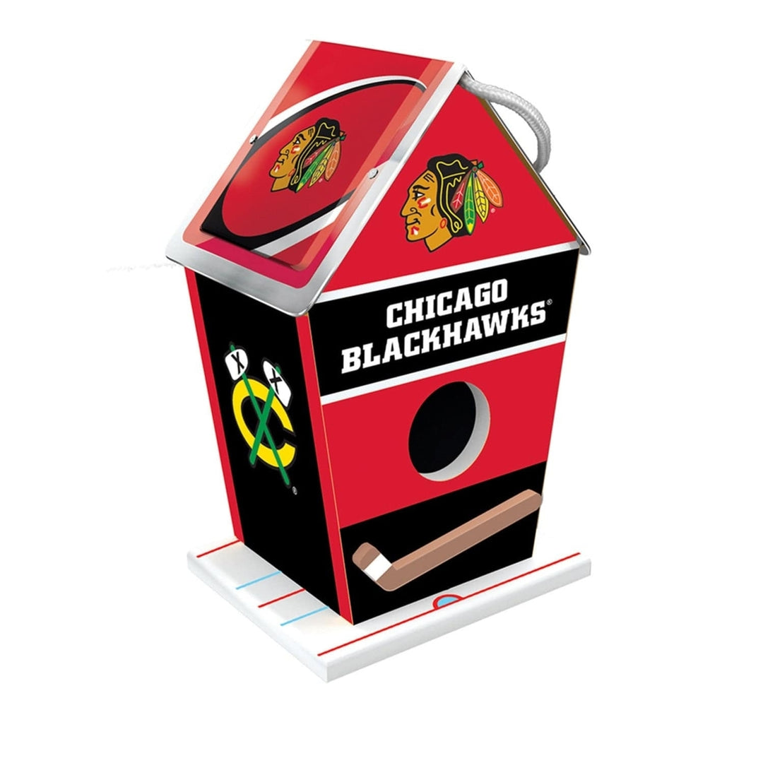 Chicago Blackhawks Birdhouse Wooden Waterproof Outdoor Decor for Bird Lovers Image 1