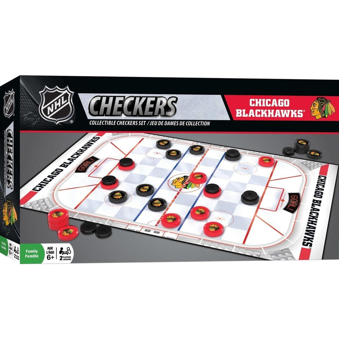 Chicago Blackhawks Checkers Board Game 24 Pieces Officially Licensed NHL Image 1