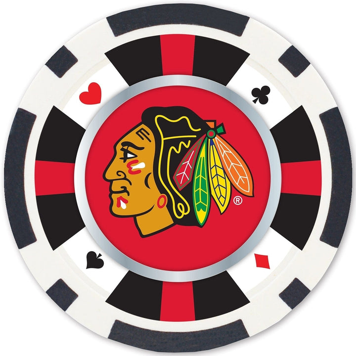 Chicago Blackhawks 100 Piece Casino Style Poker Chips Team Logo Set Image 3