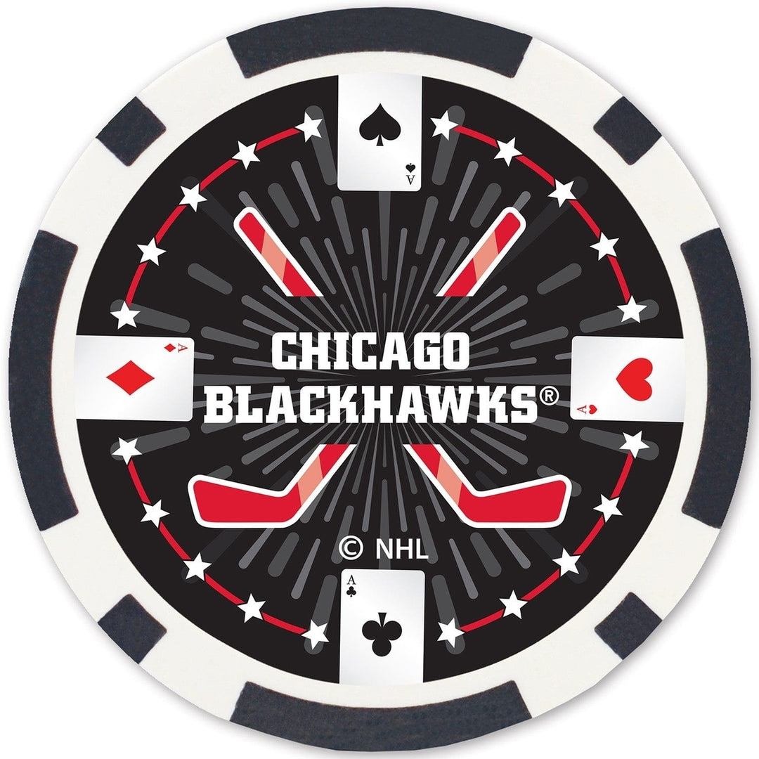 Chicago Blackhawks 100 Piece Casino Style Poker Chips Team Logo Set Image 4