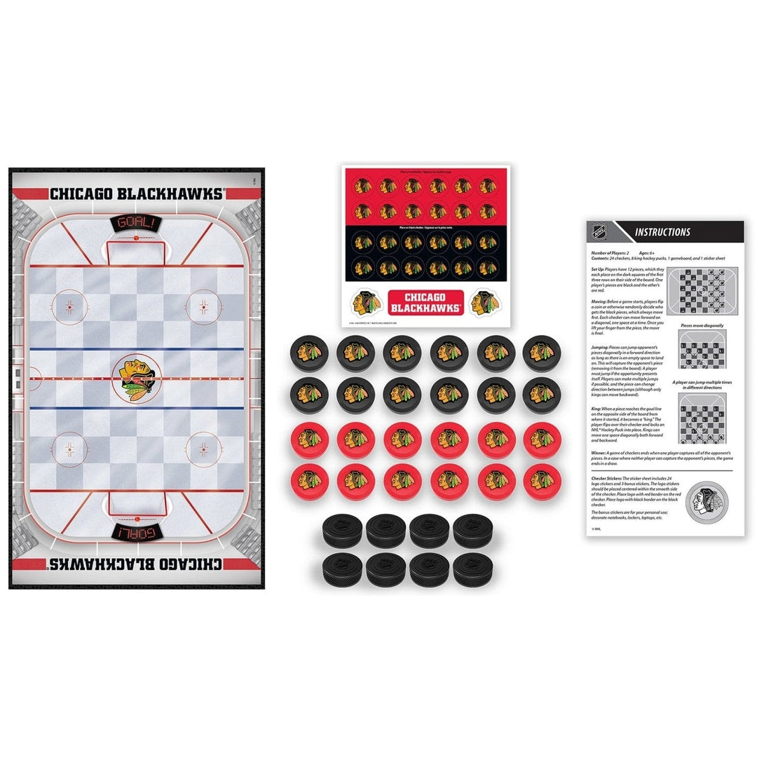 Chicago Blackhawks Checkers Board Game 24 Pieces Officially Licensed NHL Image 2