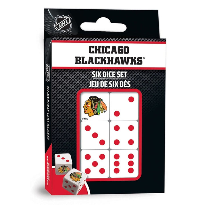 Chicago Blackhawks Dice Set 6-Piece D6 Gaming Dice NHL Team Colors 16mm Image 1