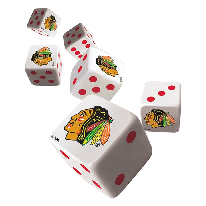 Chicago Blackhawks Dice Set 6-Piece D6 Gaming Dice NHL Team Colors 16mm Image 2