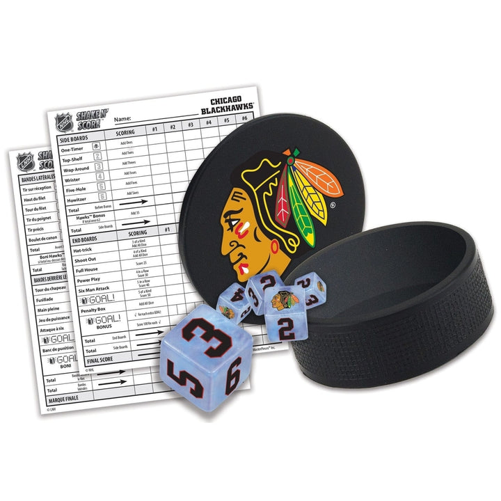 Chicago Blackhawks Shake n Score Dice Game NHL Travel Game for Fans Image 2