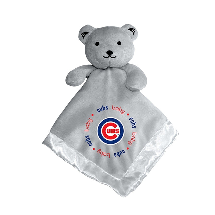 Chicago Cubs Security Bear Gray Baby Plush Soft 14x14 Satin Lining Buddy Image 1