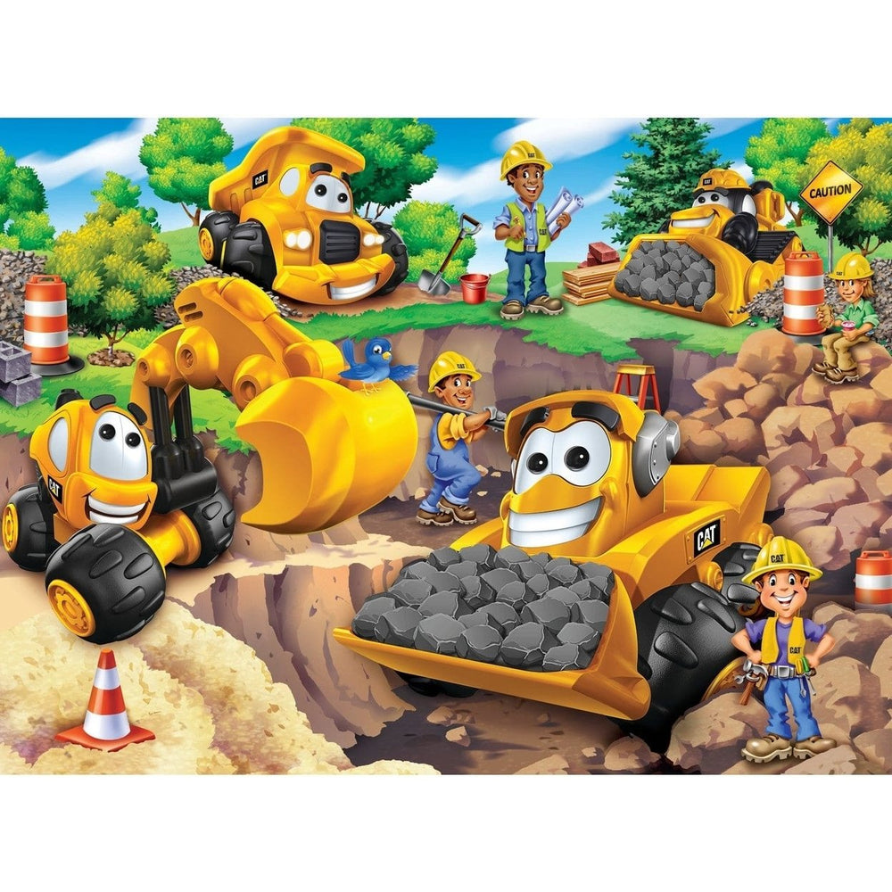 CAT On the Job Site 100 Piece Jigsaw Puzzle Eco-Friendly Construction Fun Image 2