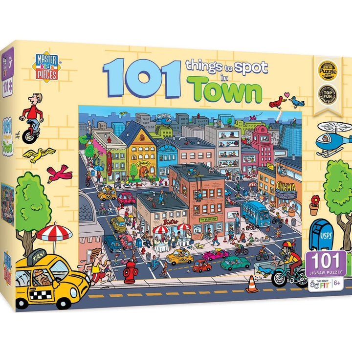 101 Things to Spot in Town 101 Piece Jigsaw Puzzle 19x14 Puzzles for Ages 6+ Image 1