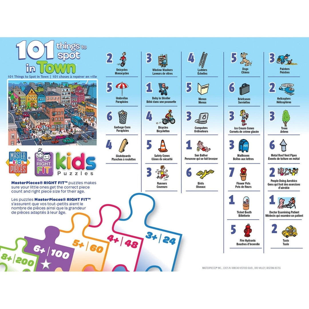 101 Things to Spot in Town 101 Piece Jigsaw Puzzle 19x14 Puzzles for Ages 6+ Image 3